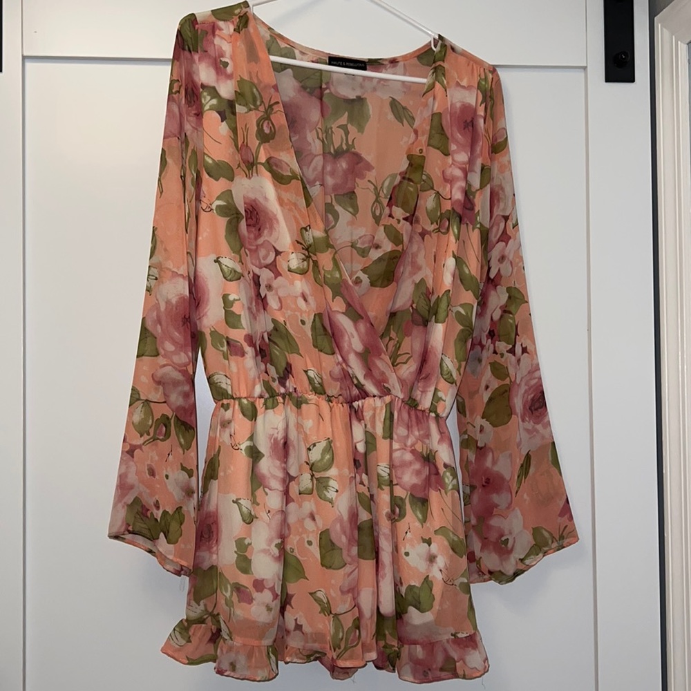Haute & Rebellious Pink Floral Romper L